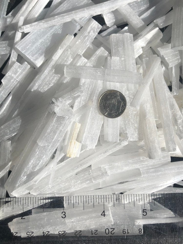 1lb+ 1-6"  Selenite sticks,  Jewelry/craft/wrappable size