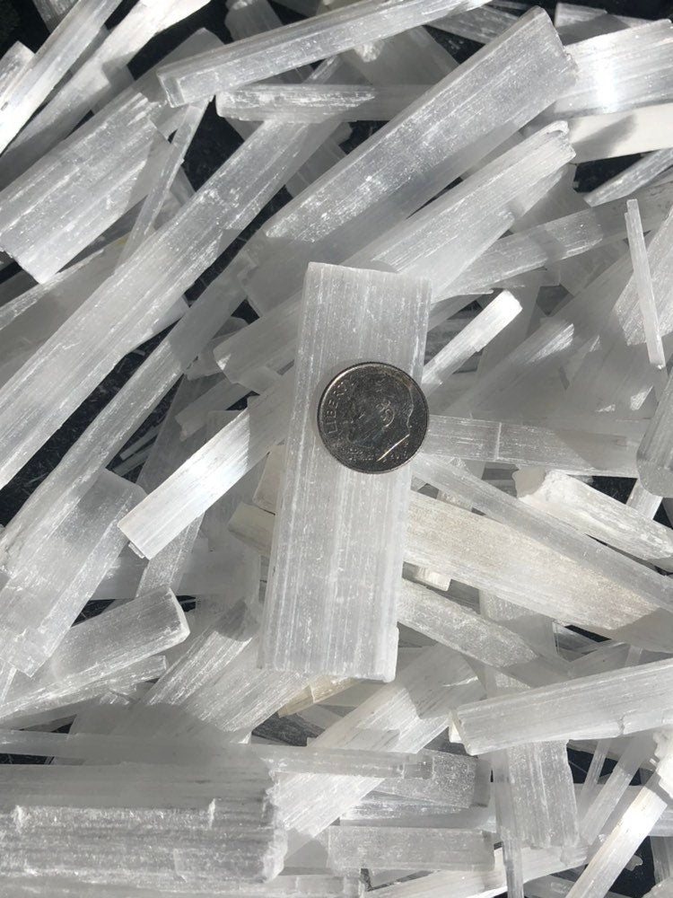 1lb+ 1-6"  Selenite sticks,  Jewelry/craft/wrappable size
