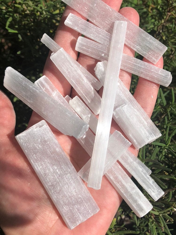 1lb+ 1-6"  Selenite sticks,  Jewelry/craft/wrappable size