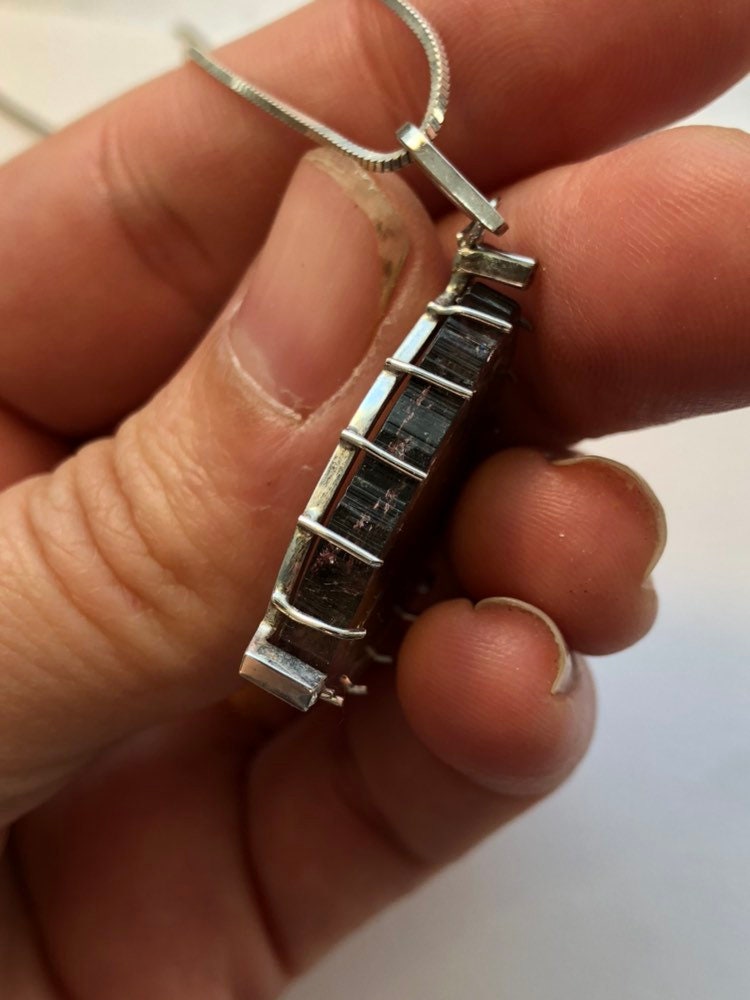 Big Custom Made Reverse Watermelon Tourmaline and Diamond 14k White Gold Handmade Pendant.