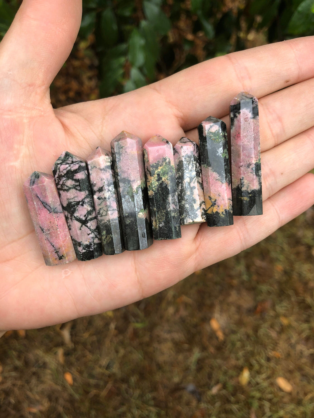 Little Rhodonite Obelisk Tower Natural Stone Point Jewelry Making Supplies (1)