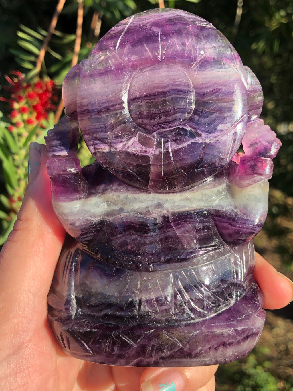 Multicolored Fluorite Ganesha Stone Carving