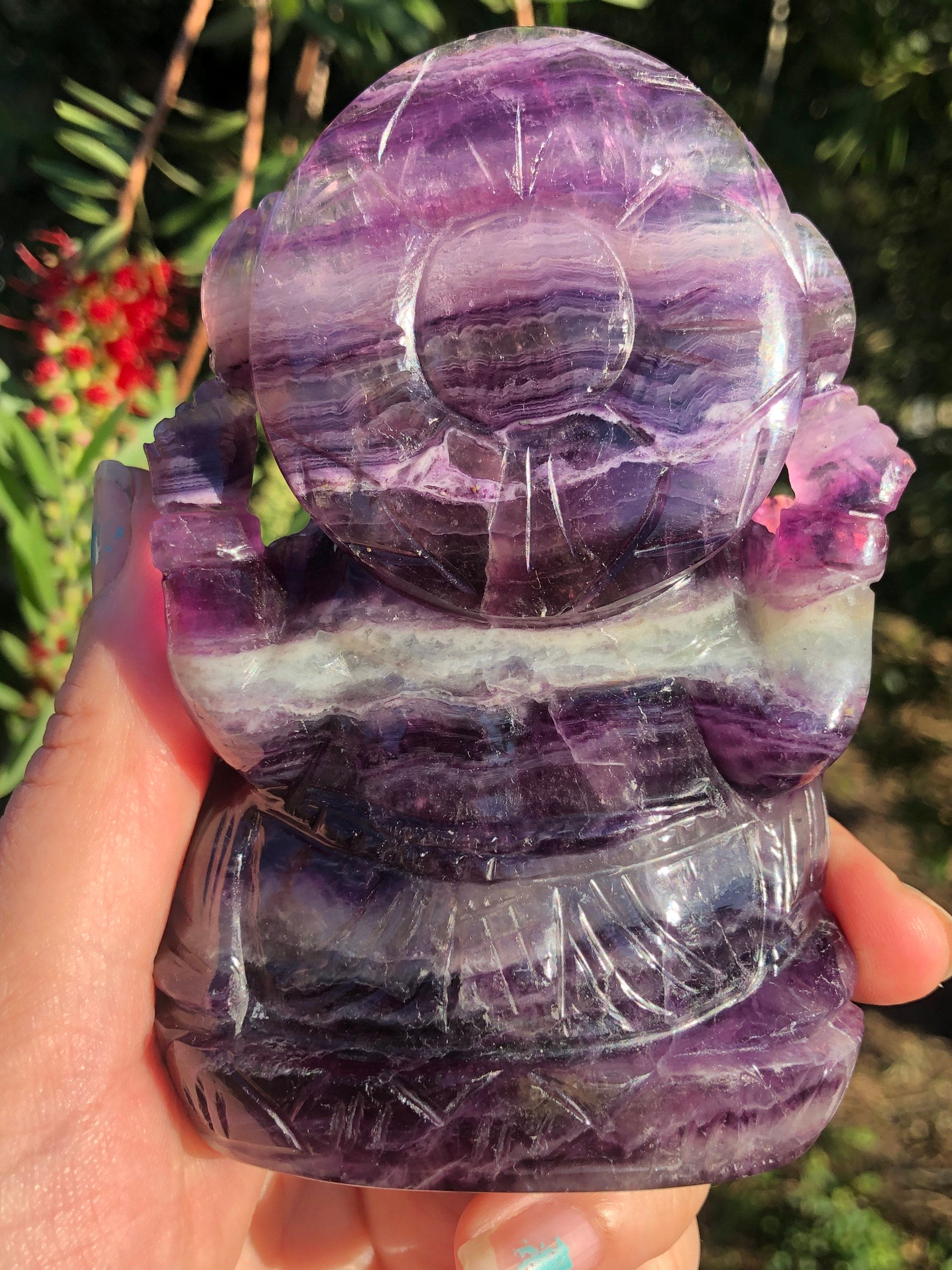 Multicolored Fluorite Ganesha Stone Carving
