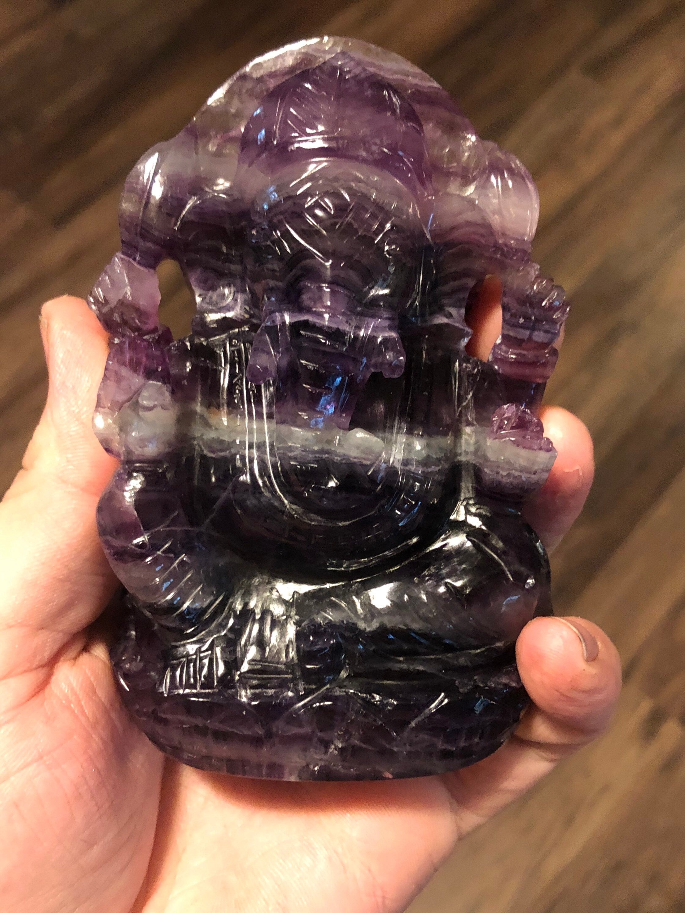 Multicolored Fluorite Ganesha Stone Carving
