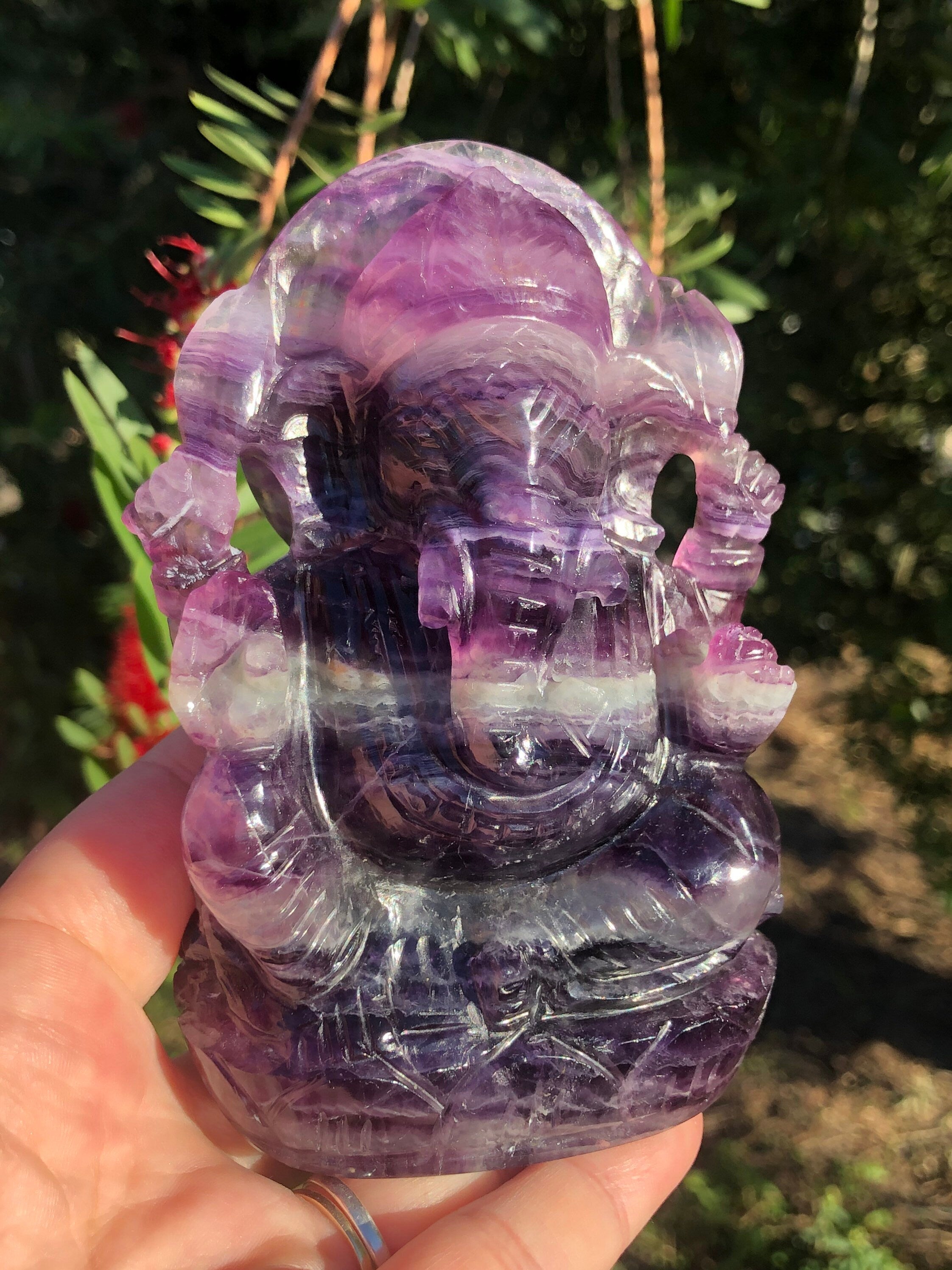 Multicolored Fluorite Ganesha Stone Carving
