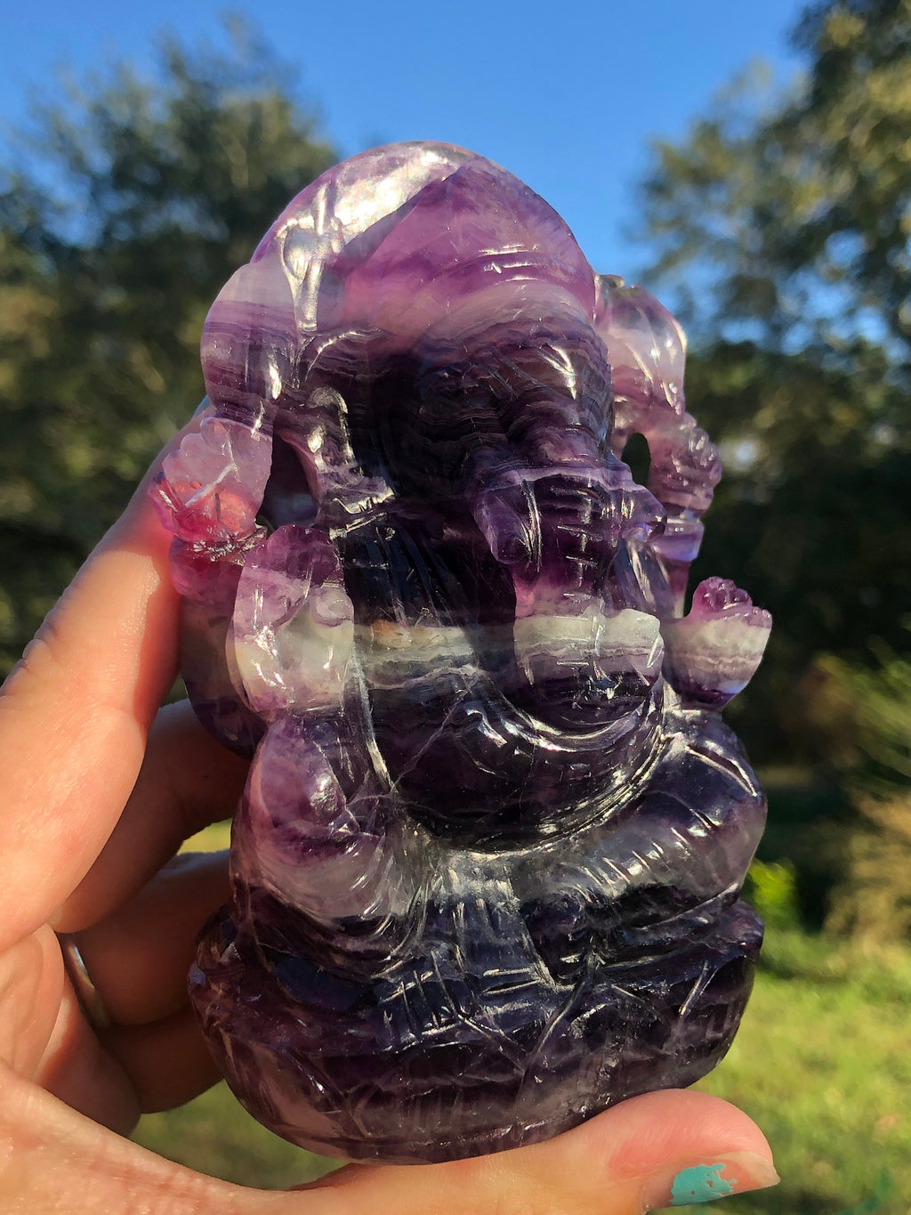 Multicolored Fluorite Ganesha Stone Carving