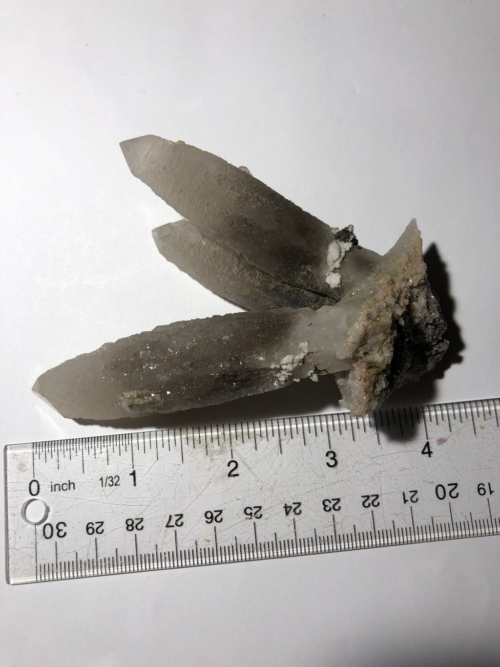 Three Quartz Crystals Cluster, Cool Zoning and Form Dalnegorsk Russia