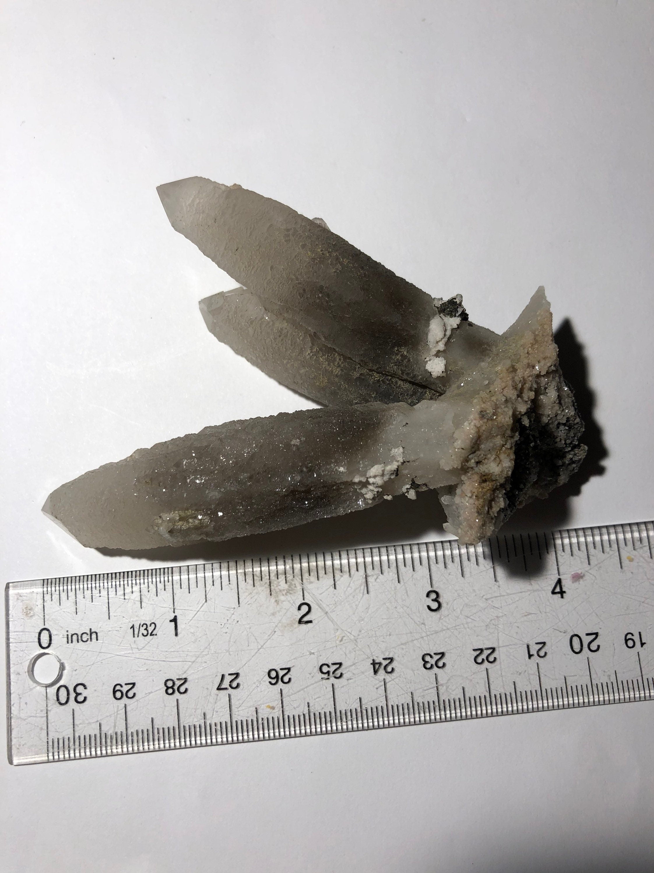 Three Quartz Crystals Cluster, Cool Zoning and Form Dalnegorsk Russia