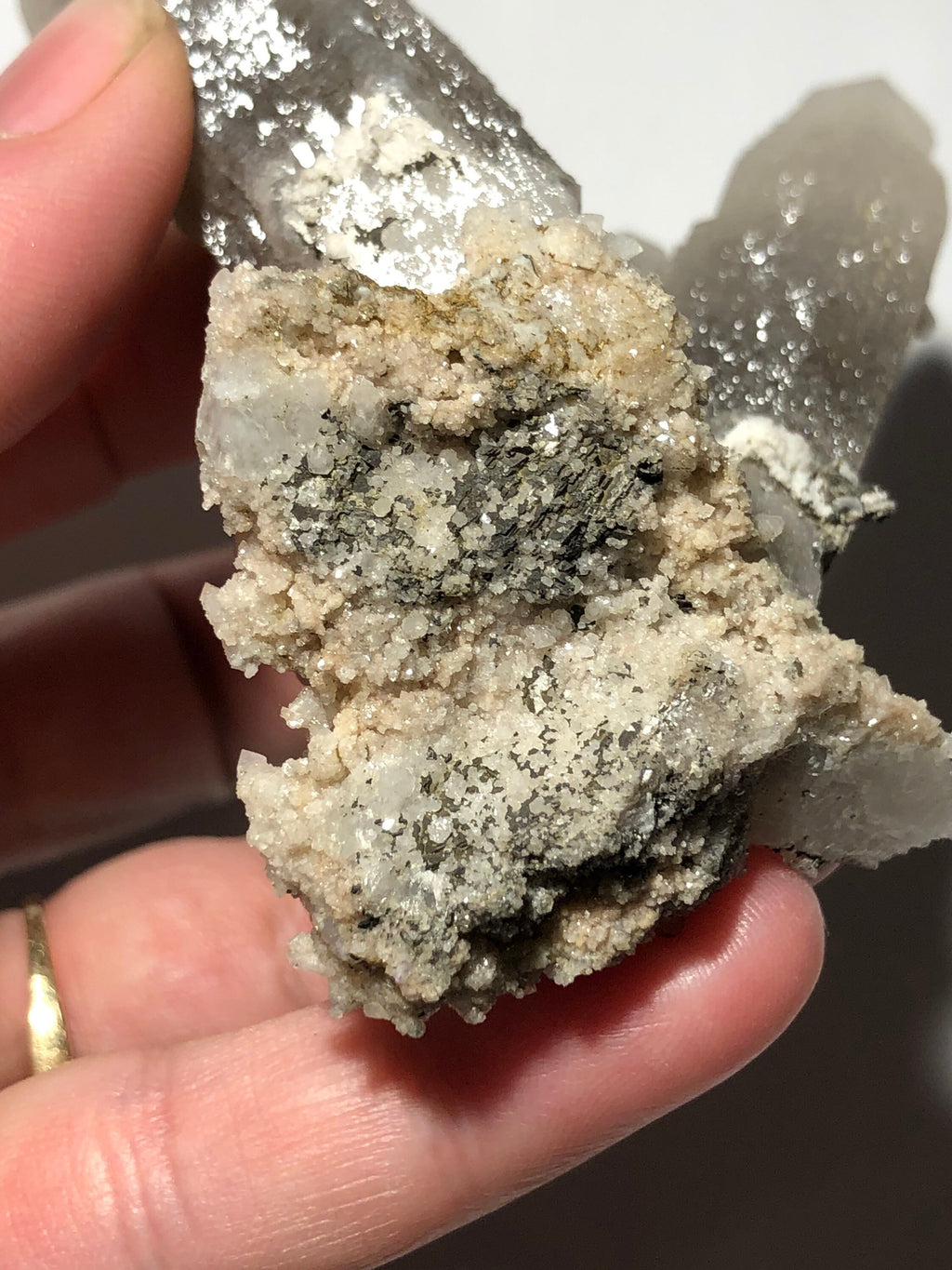 Three Quartz Crystals Cluster, Cool Zoning and Form Dalnegorsk Russia