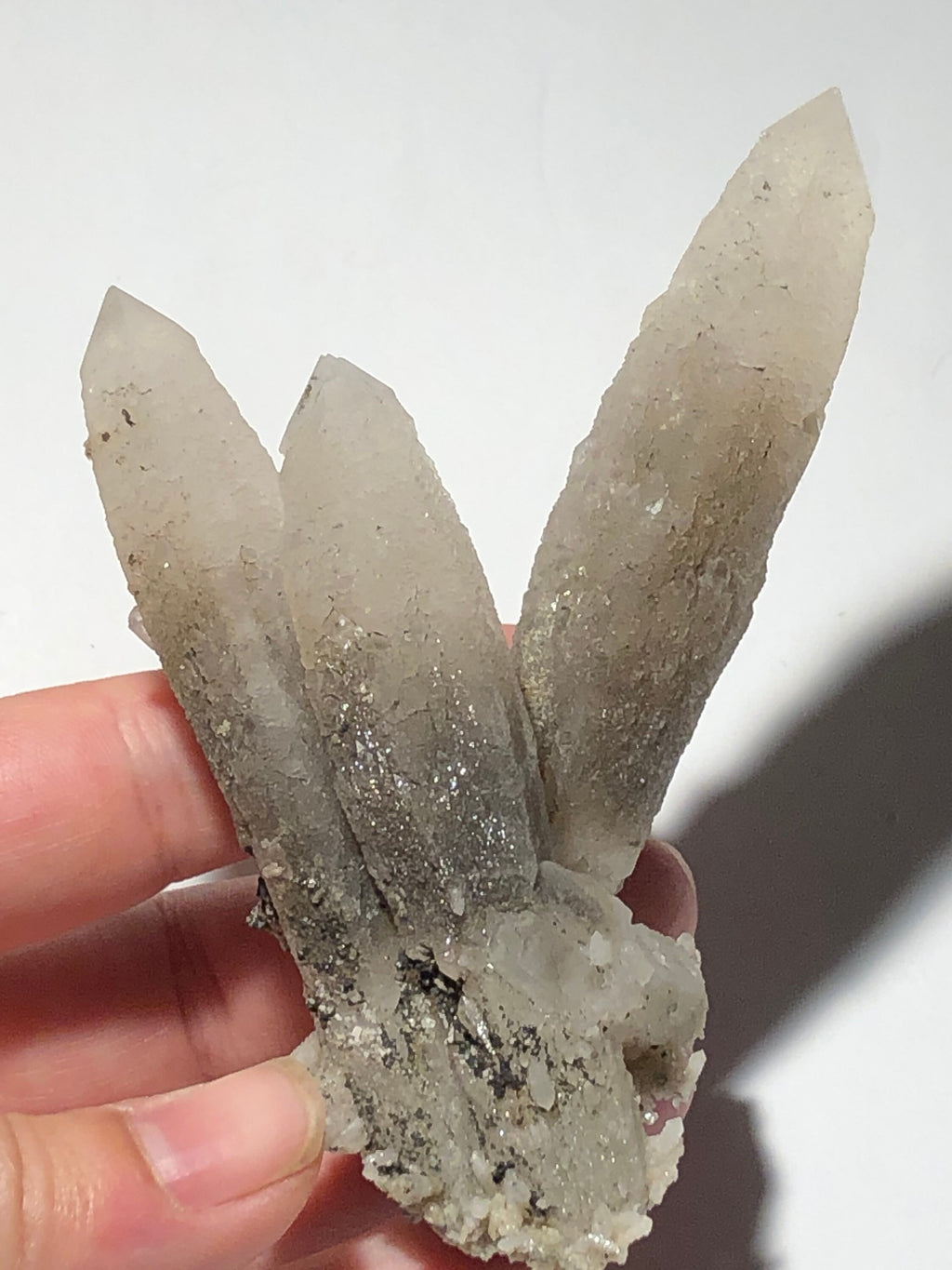 Three Quartz Crystals Cluster, Cool Zoning and Form Dalnegorsk Russia