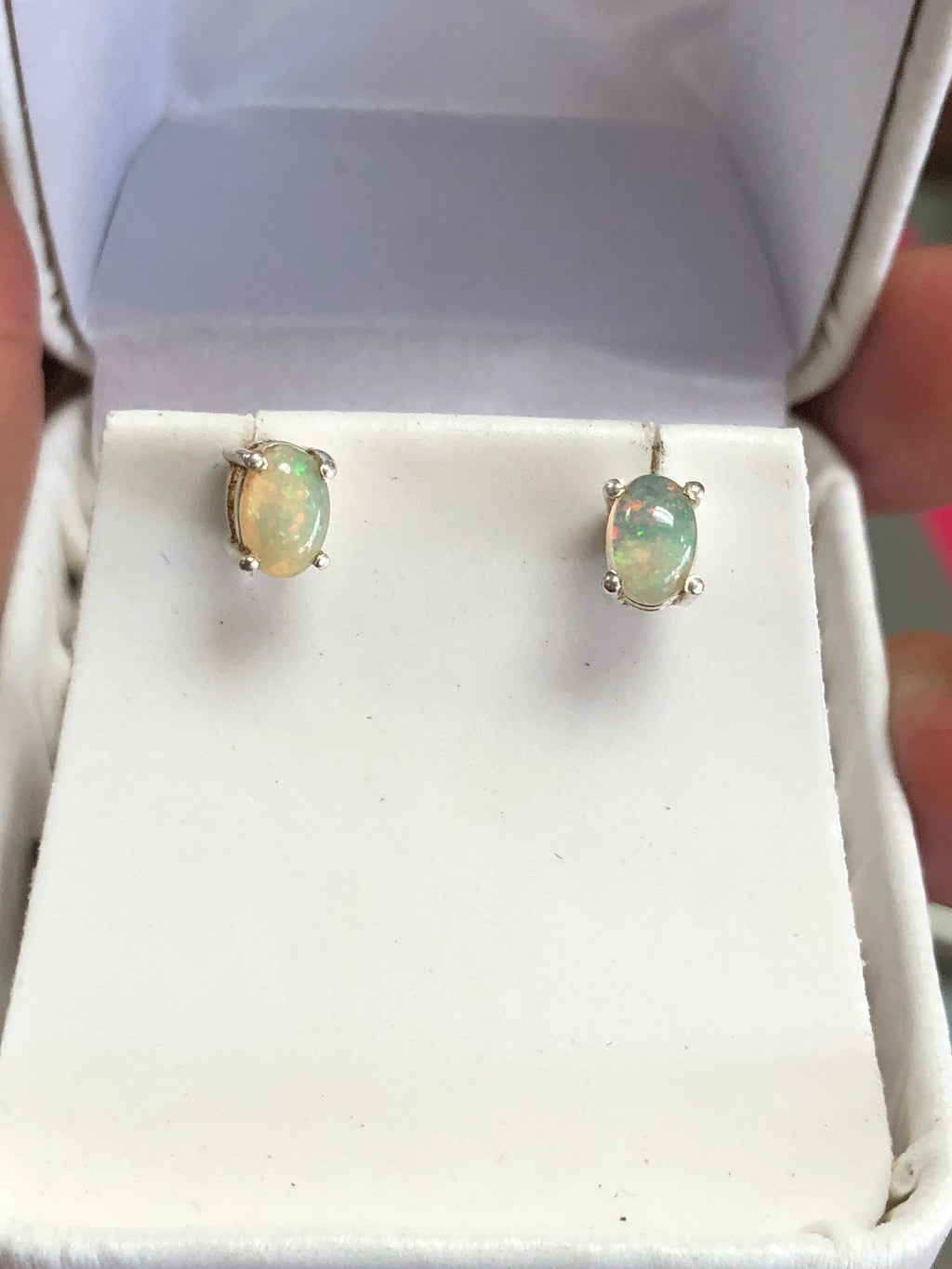 Ethiopian Welo Sterling Silver Stone Stud Earrings