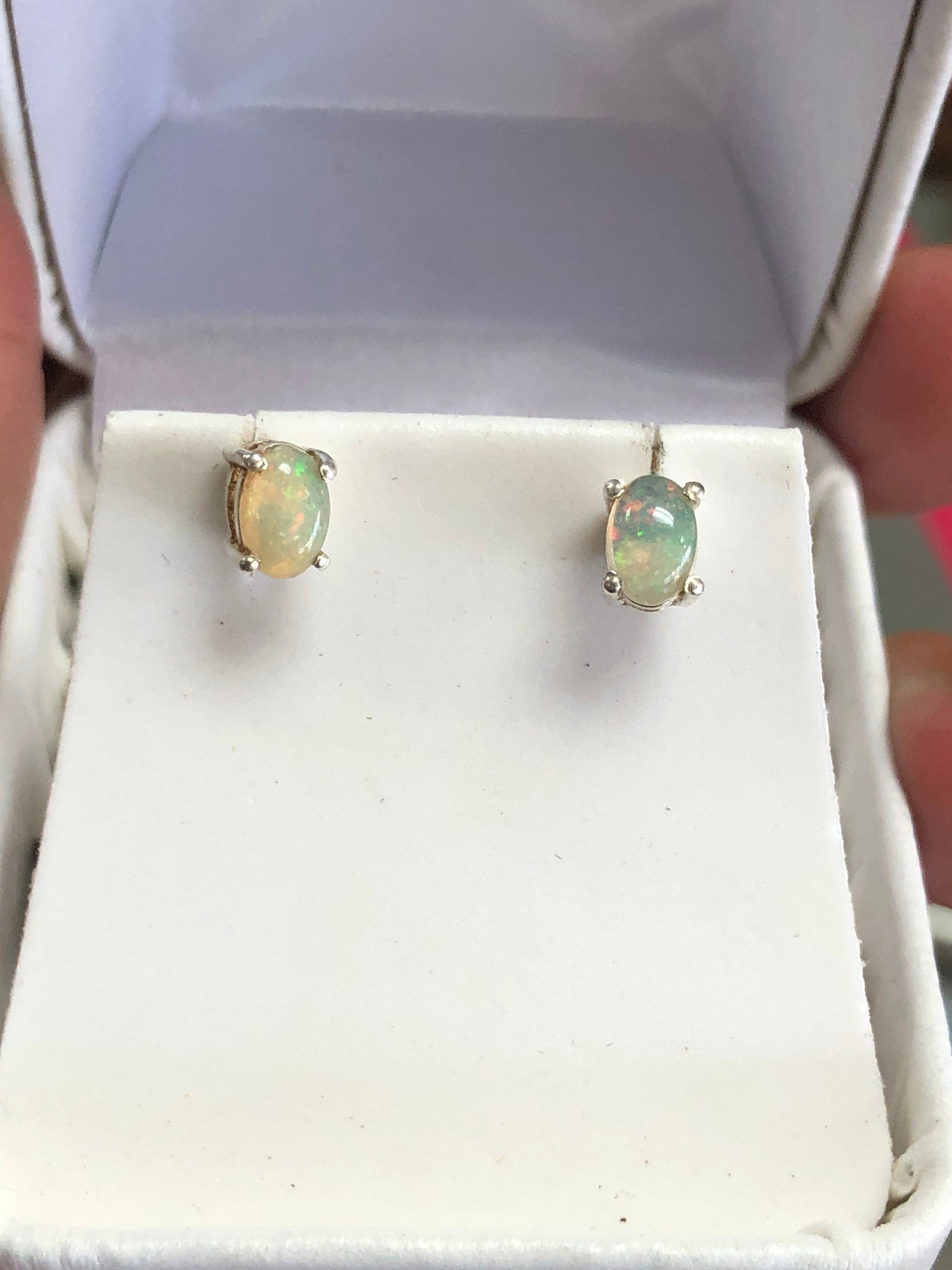 Ethiopian Welo Sterling Silver Stone Stud Earrings