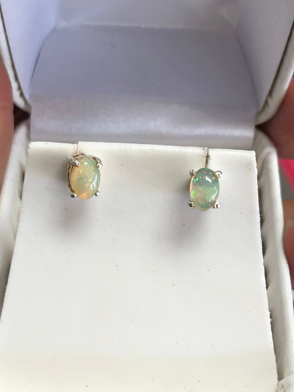 Ethiopian Welo Sterling Silver Stone Stud Earrings