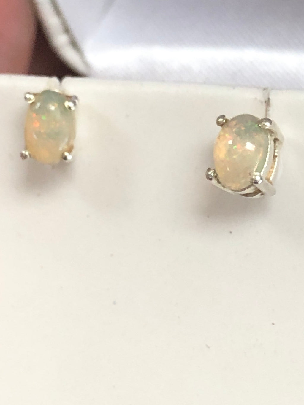 Ethiopian Welo Sterling Silver Stone Stud Earrings