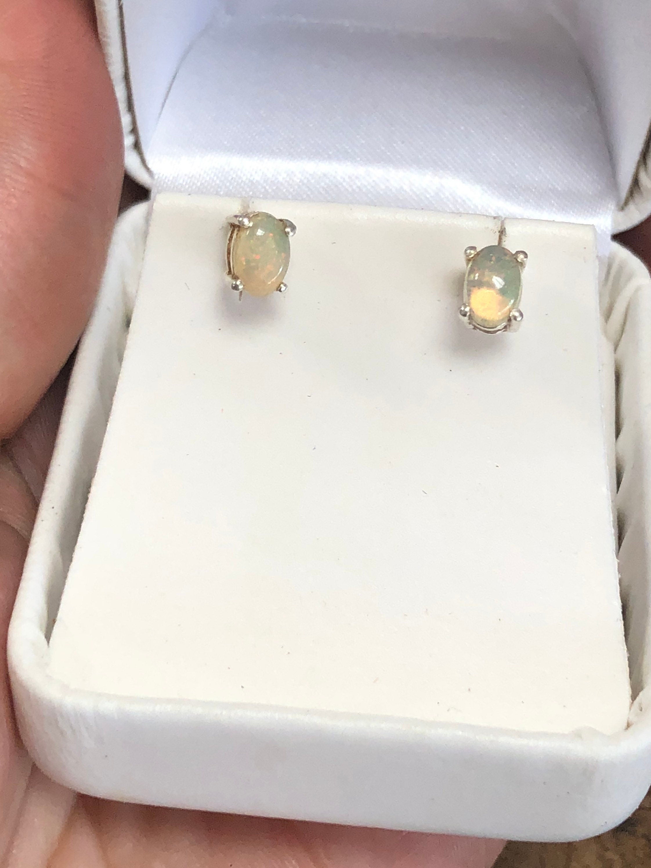 Ethiopian Welo Sterling Silver Stone Stud Earrings
