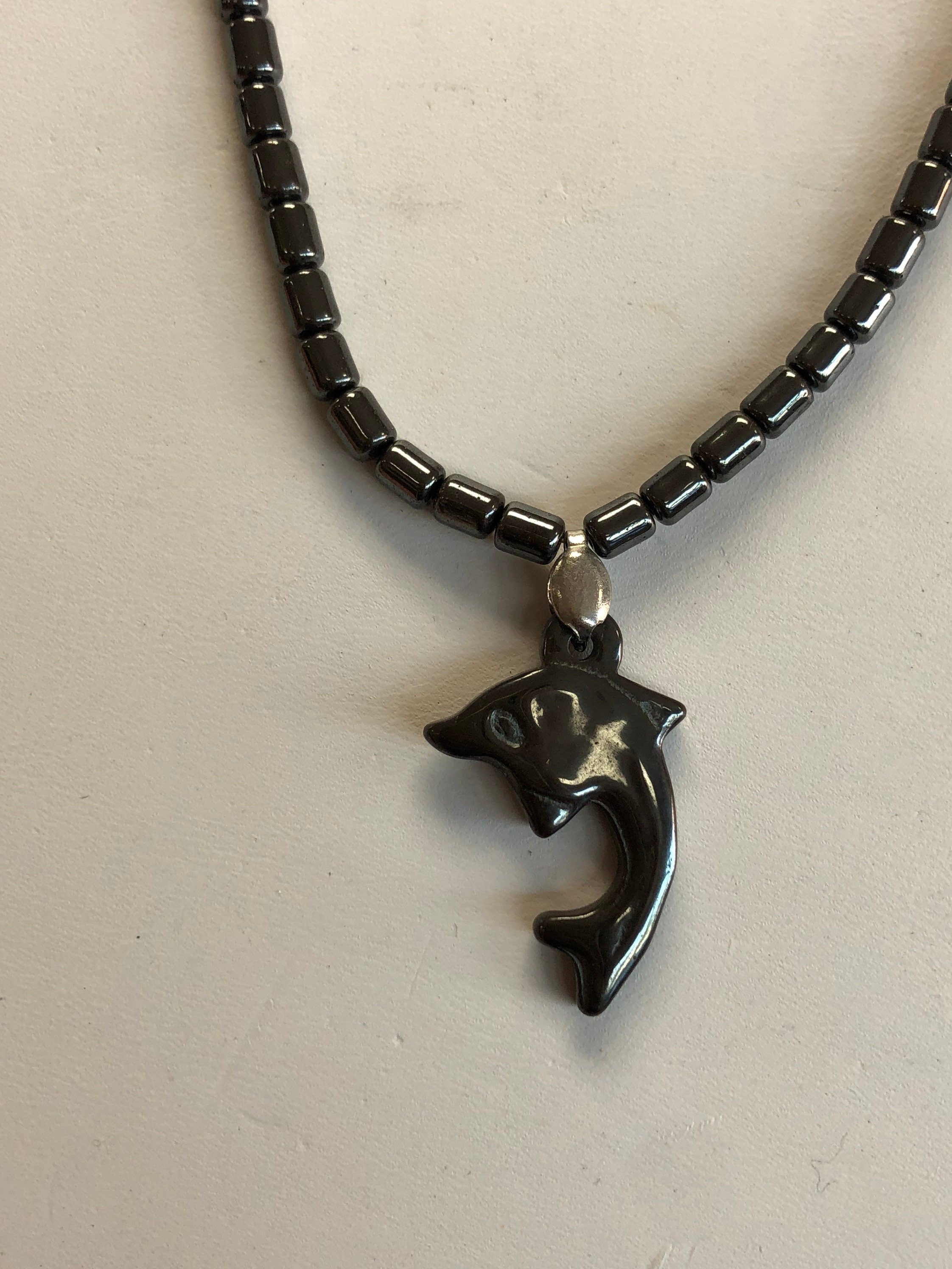 Hematite Dolphin Beaded Necklace