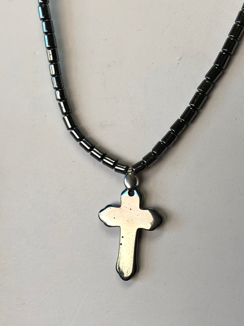 Hematite Cross Beaded Necklace