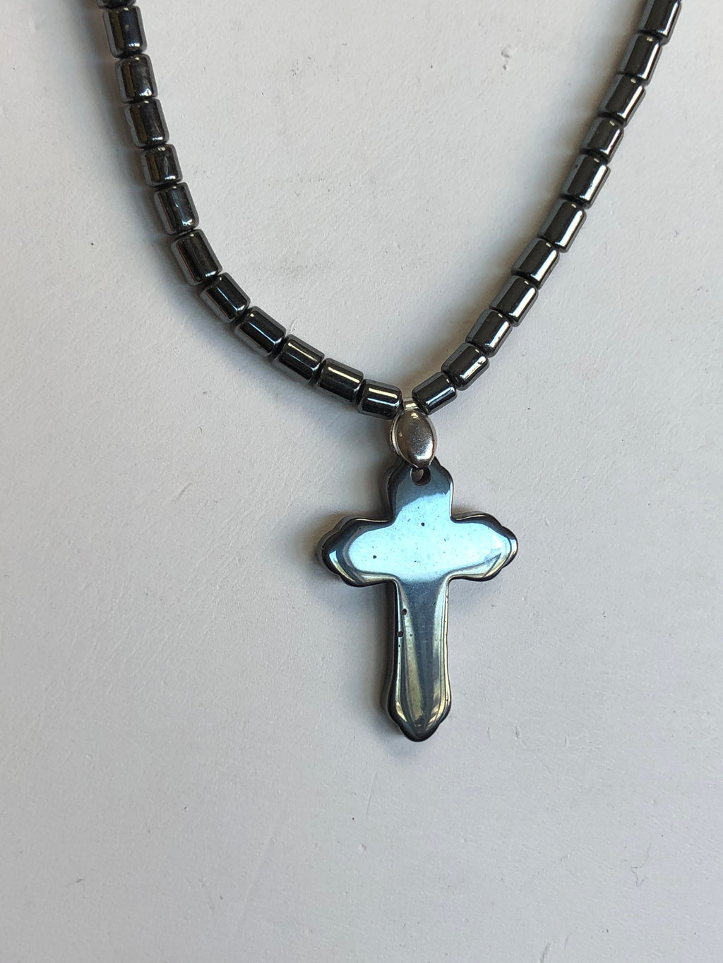 Hematite Cross Beaded Necklace