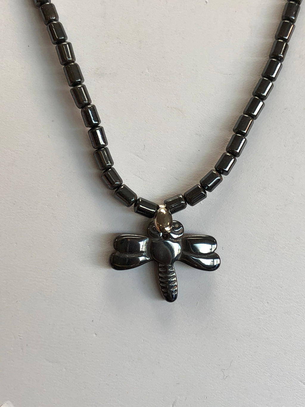 Hematite Dragonfly Beaded Necklace