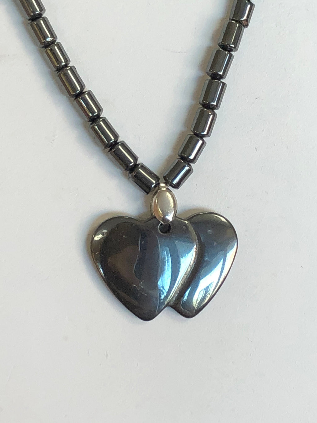 Hematite Double Twin Heart Beaded Necklace