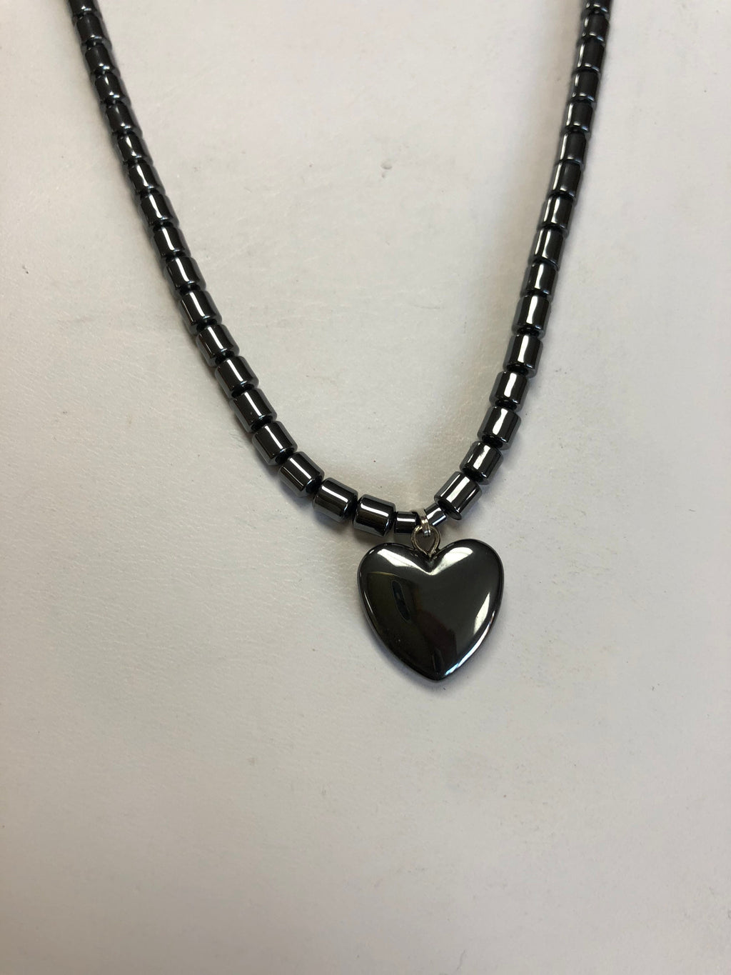 Hematite Small Heart Beaded Necklace