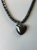 Hematite Small Heart Beaded Necklace