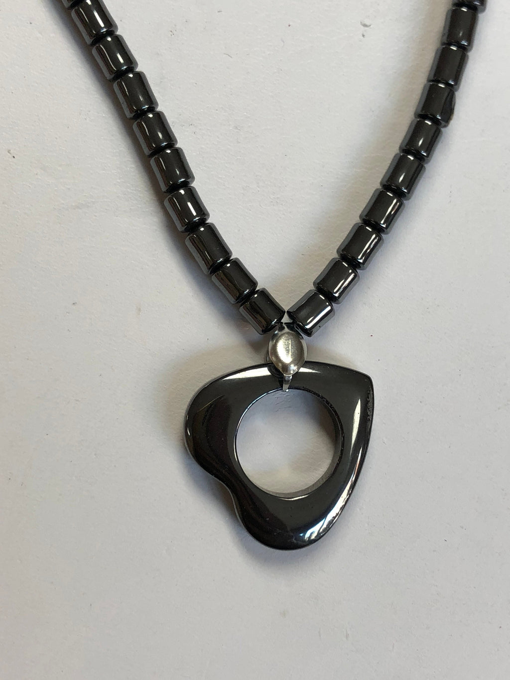 Hematite Open Heart Beaded Necklace