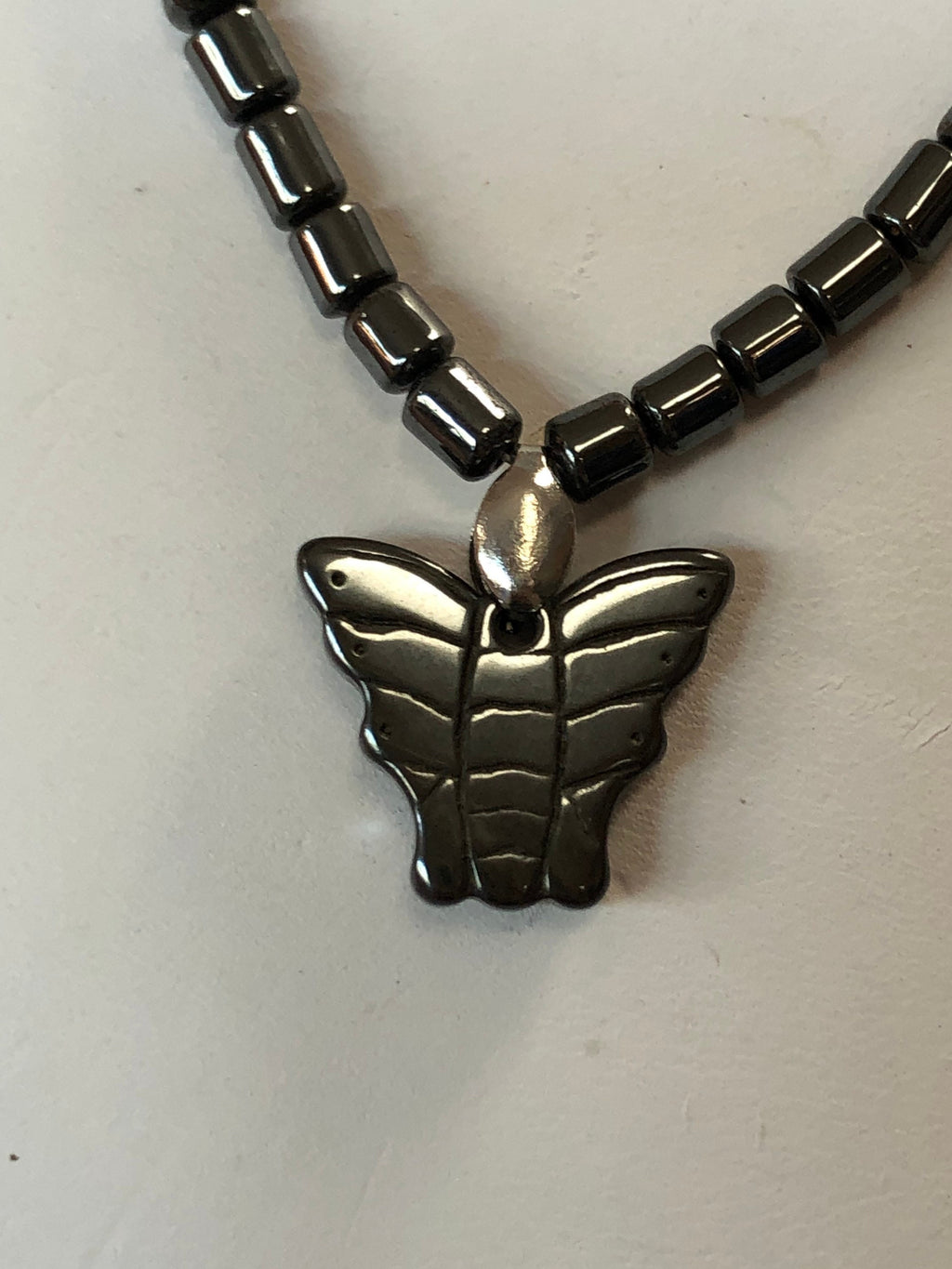 Hematite Butterfly Beaded Necklace