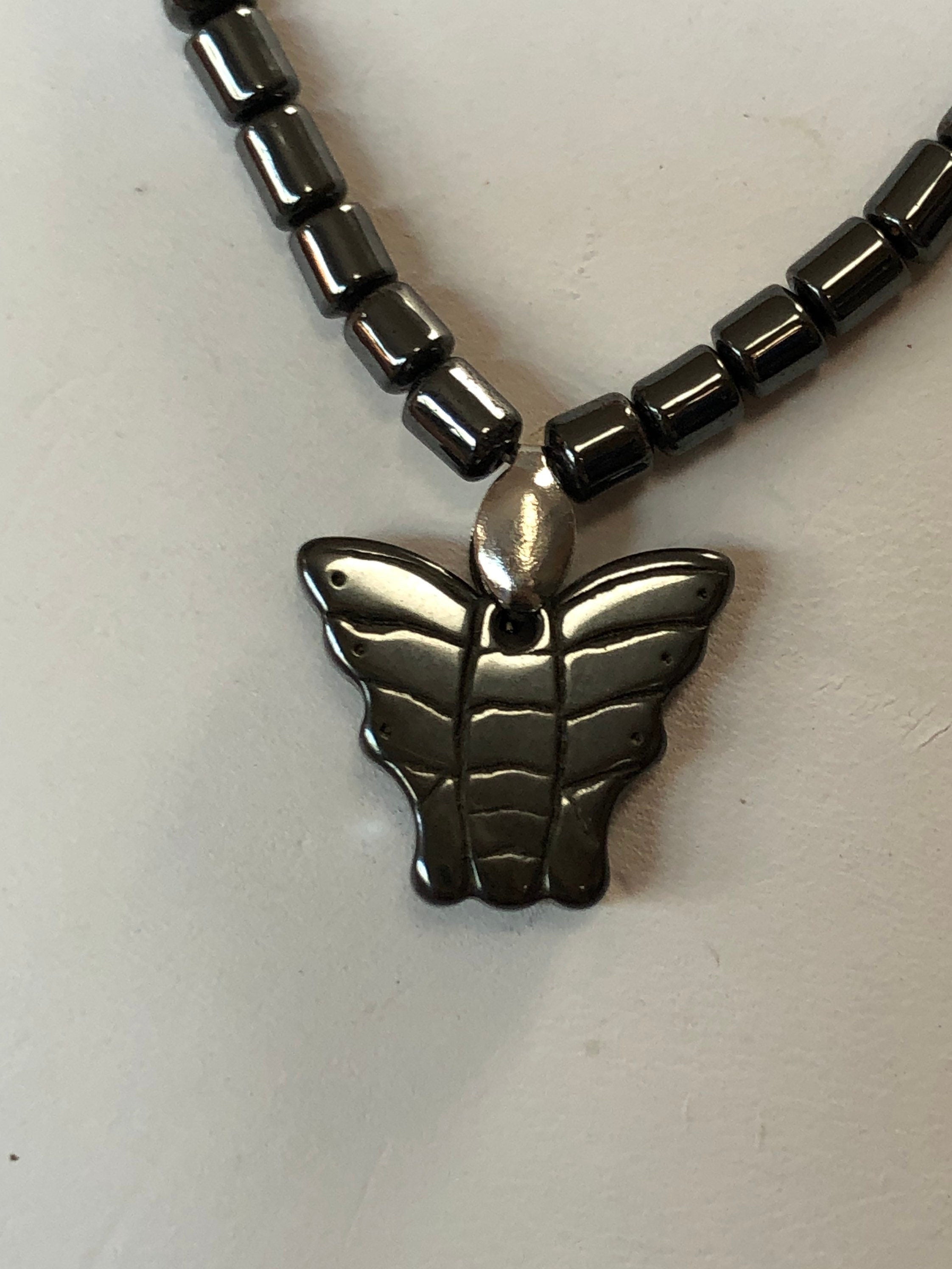Hematite Butterfly Beaded Necklace