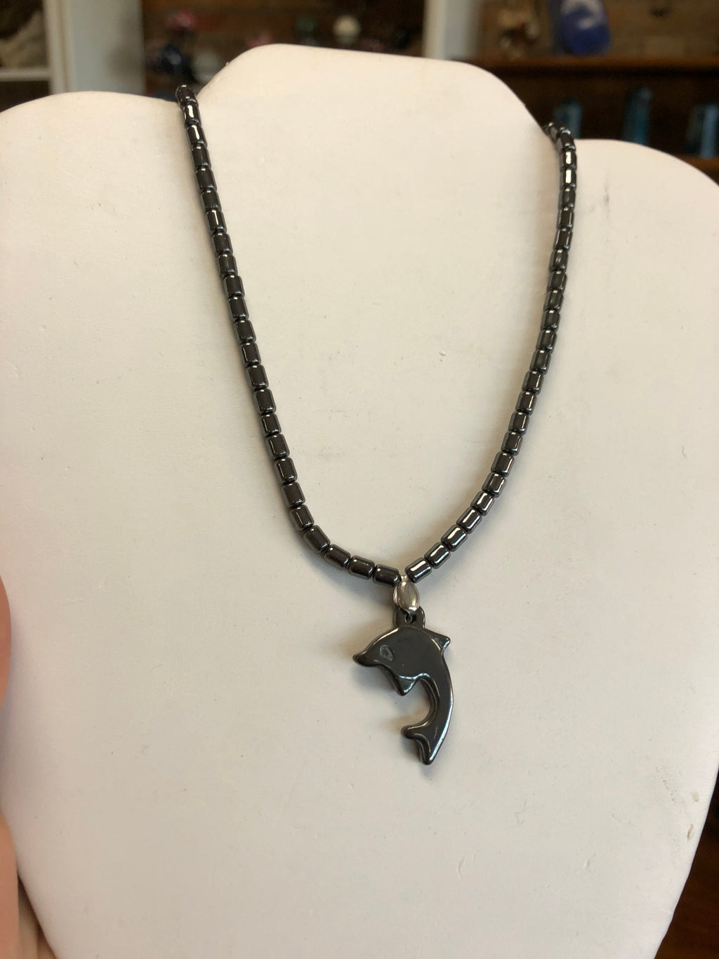 Hematite Dolphin Beaded Necklace
