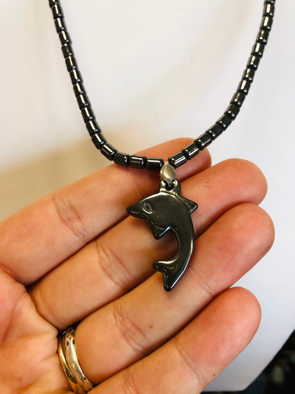 Hematite Dolphin Beaded Necklace