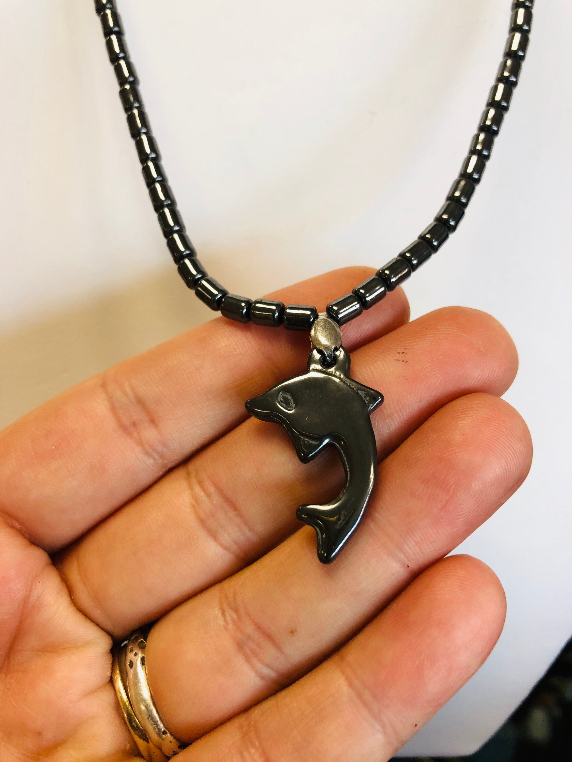 Hematite Dolphin Beaded Necklace