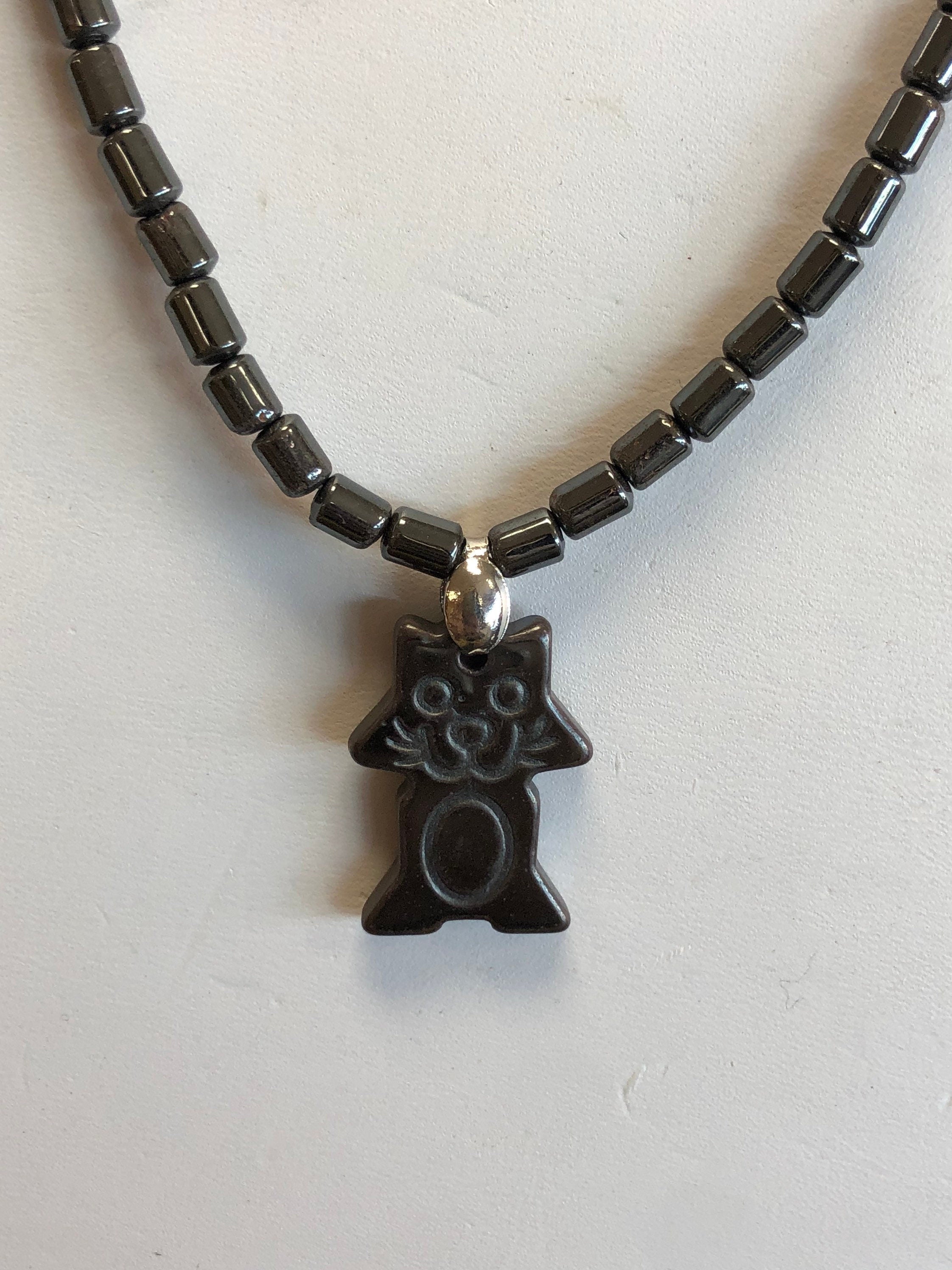 Hematite Cat Beaded Necklace
