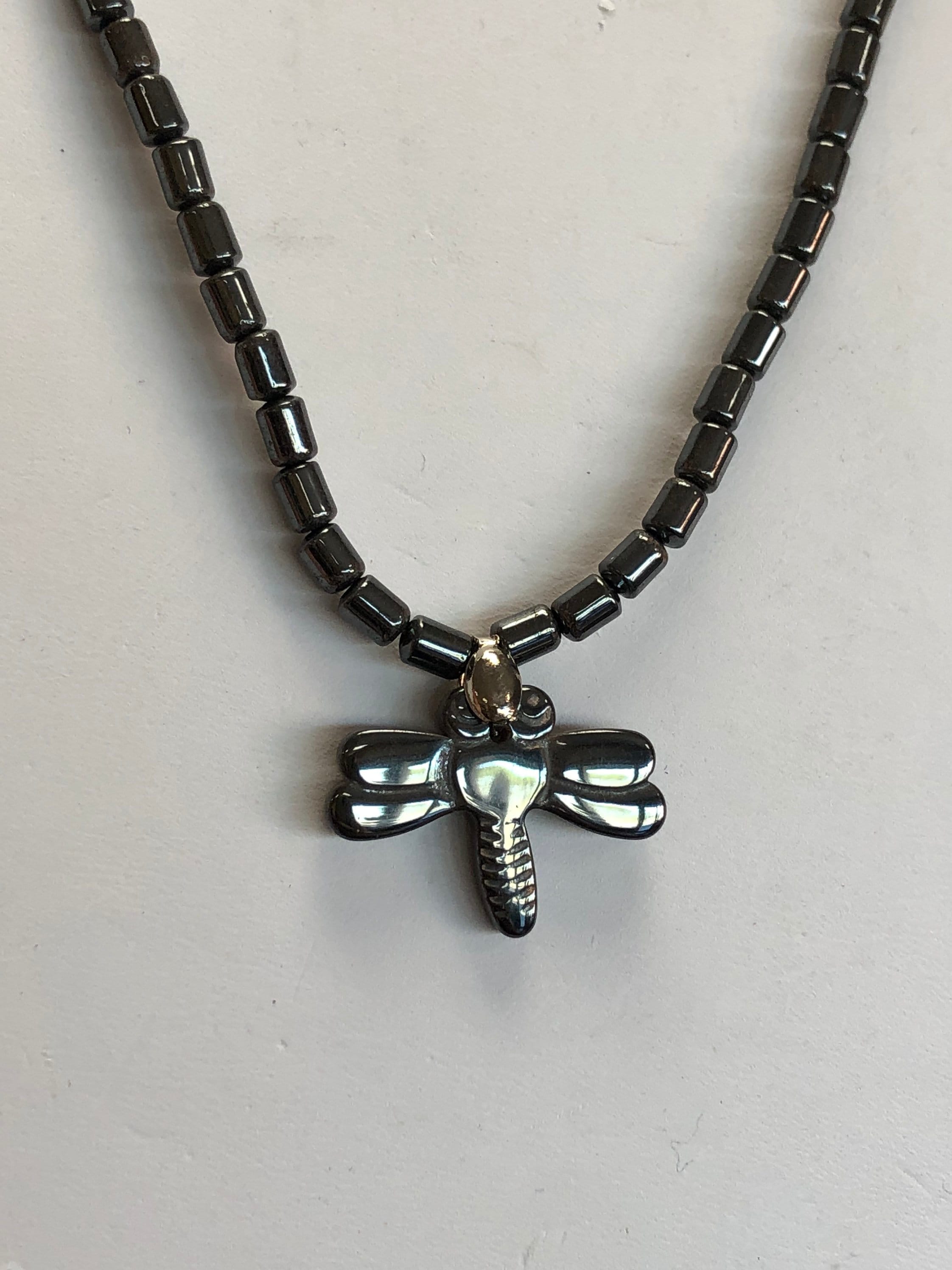 Hematite Dragonfly Beaded Necklace