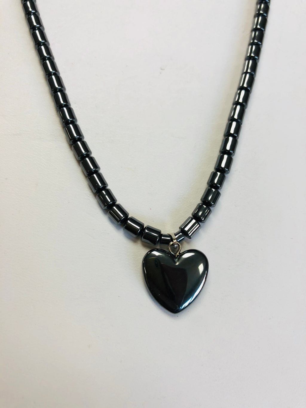 Hematite Small Heart Beaded Necklace
