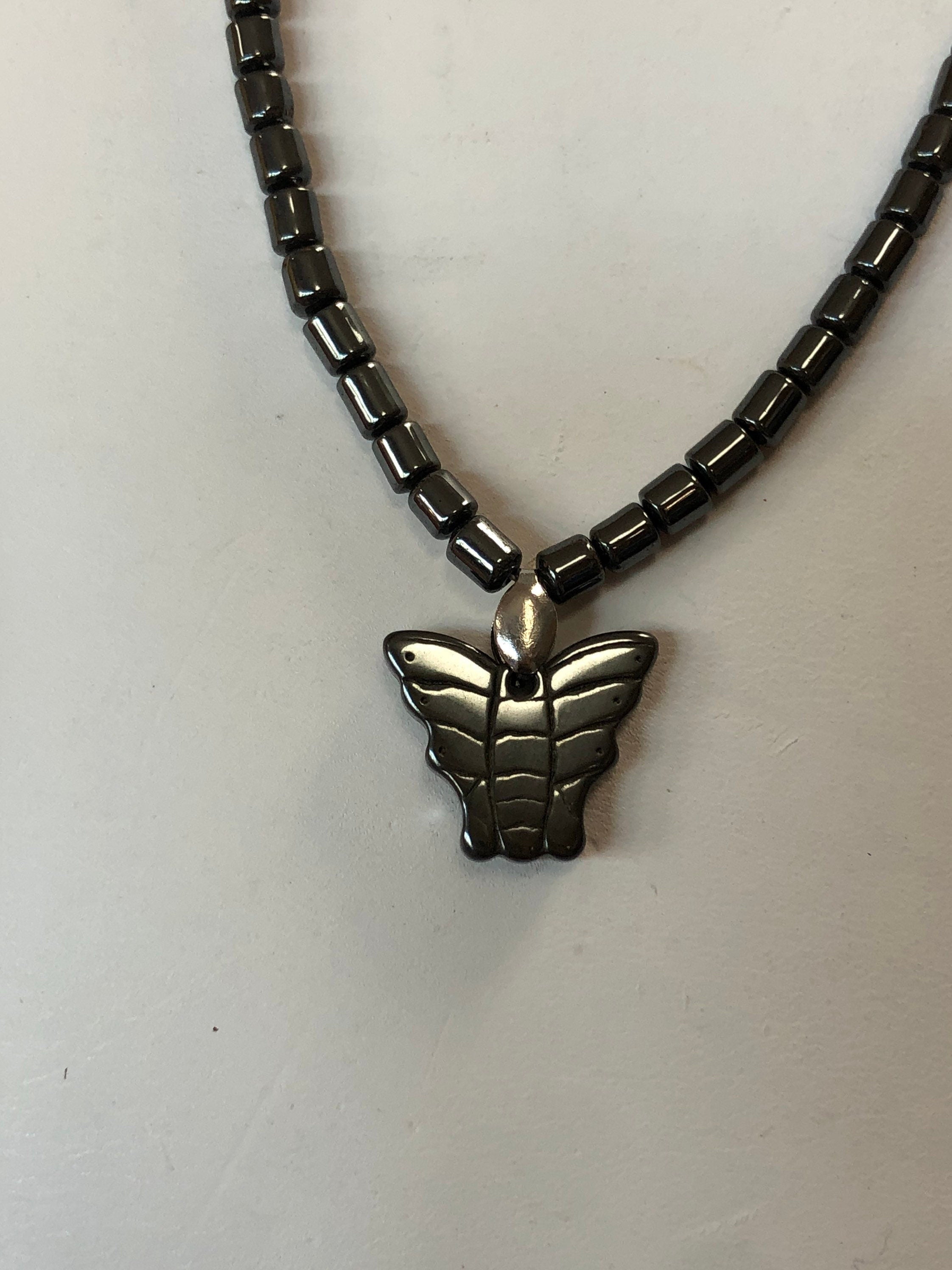 Hematite Butterfly Beaded Necklace