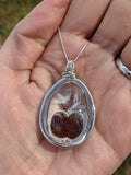 Epic Carved Lodolite Quartz, Fairy w Apple, in Sterling Silver and Sterling Chain