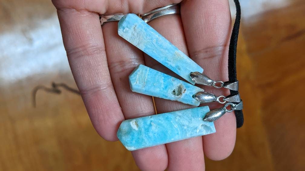 Blue Aragonite Crystal Necklace