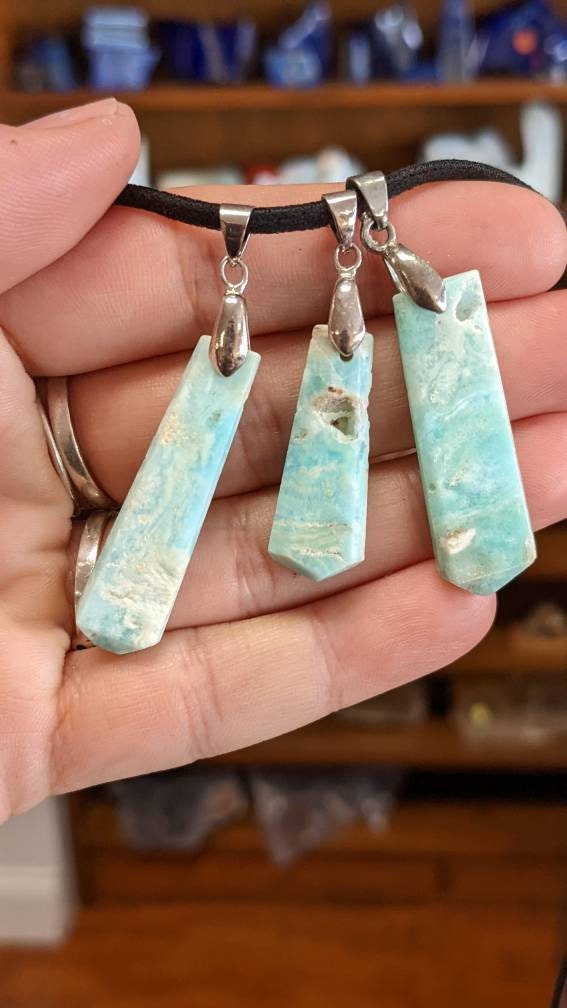 Blue Aragonite Crystal Necklace