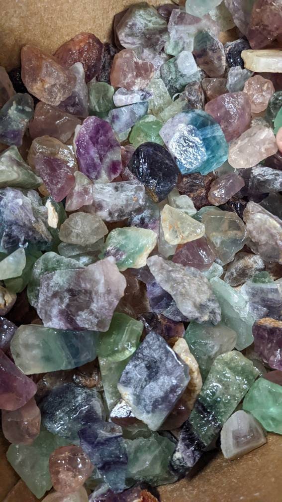 Bulk Natural Rainbow Fluorite Crystals 1lb+