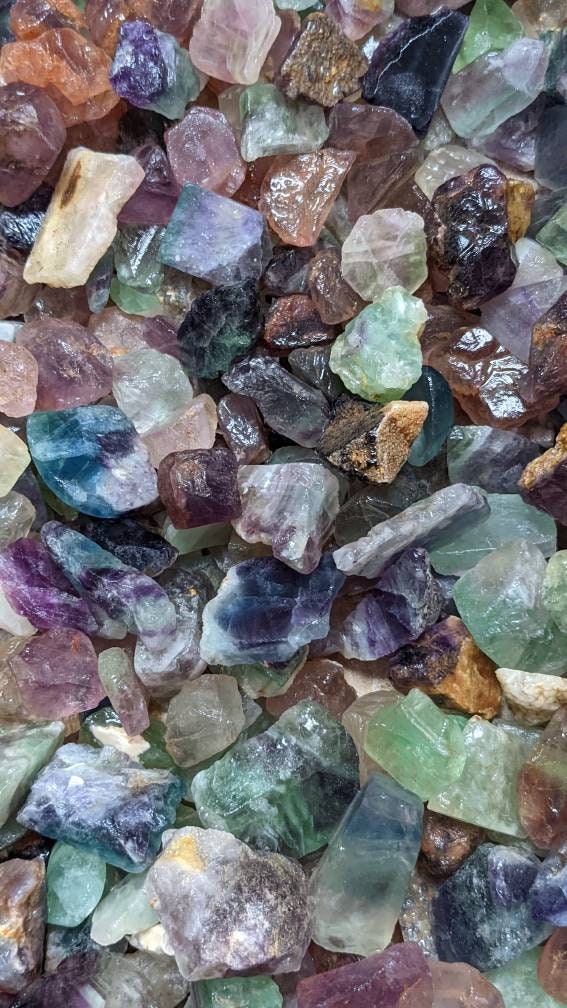 Bulk Natural Rainbow Fluorite Crystals 1lb+