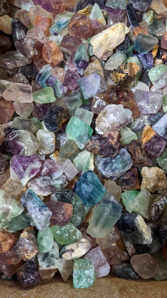Bulk Natural Rainbow Fluorite Crystals 1lb+