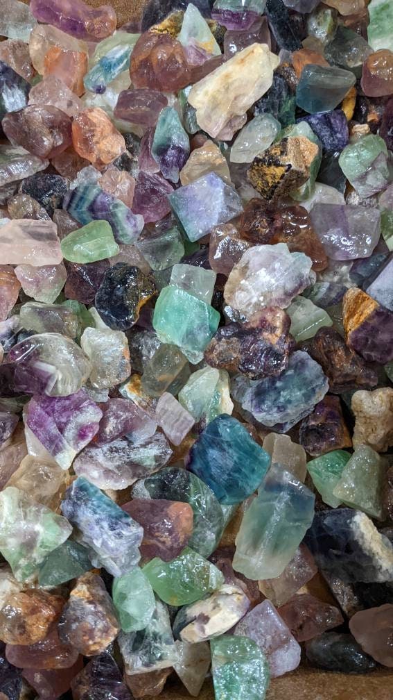 Bulk Natural Rainbow Fluorite Crystals 1lb+