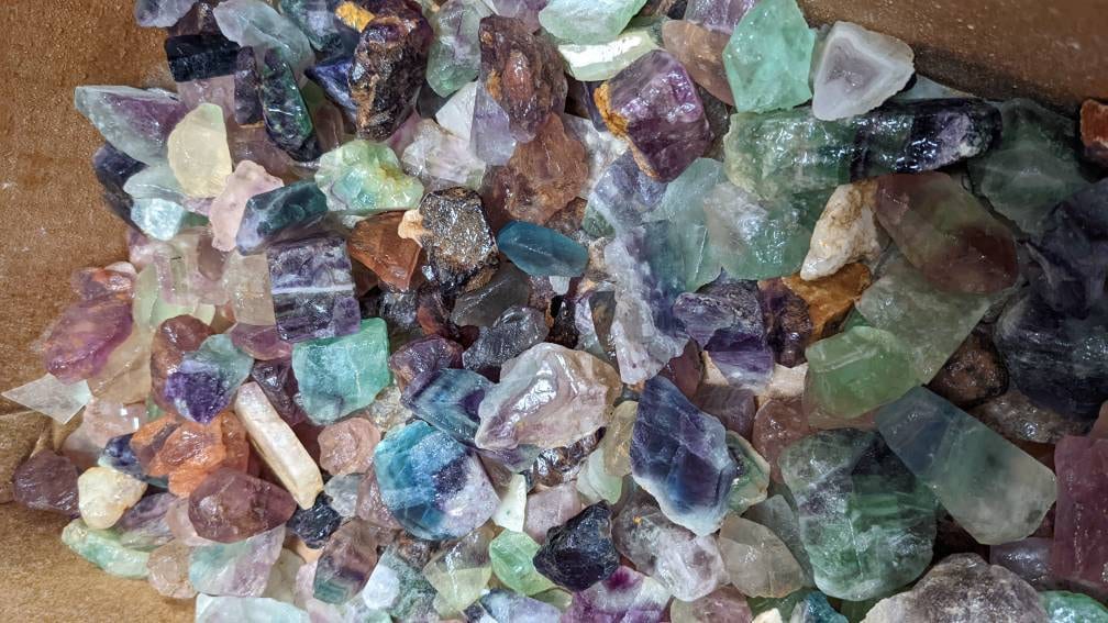 Bulk Natural Rainbow Fluorite Crystals 1lb+