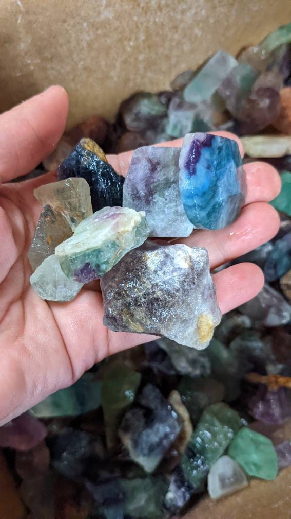 Bulk Natural Rainbow Fluorite Crystals 1lb+