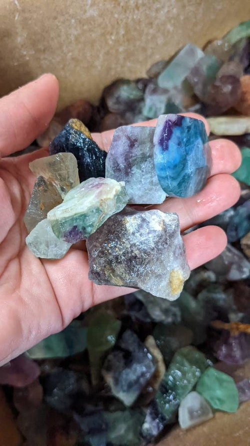 Bulk Natural Rainbow Fluorite Crystals 1lb+
