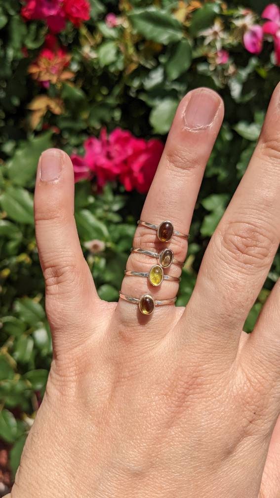 Golden Tourmaline Sterling Silver Stackable Minimalist Ring (1)
