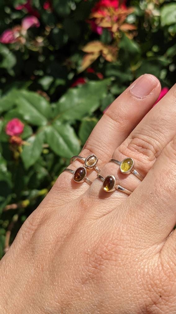 Golden Tourmaline Sterling Silver Stackable Minimalist Ring (1)