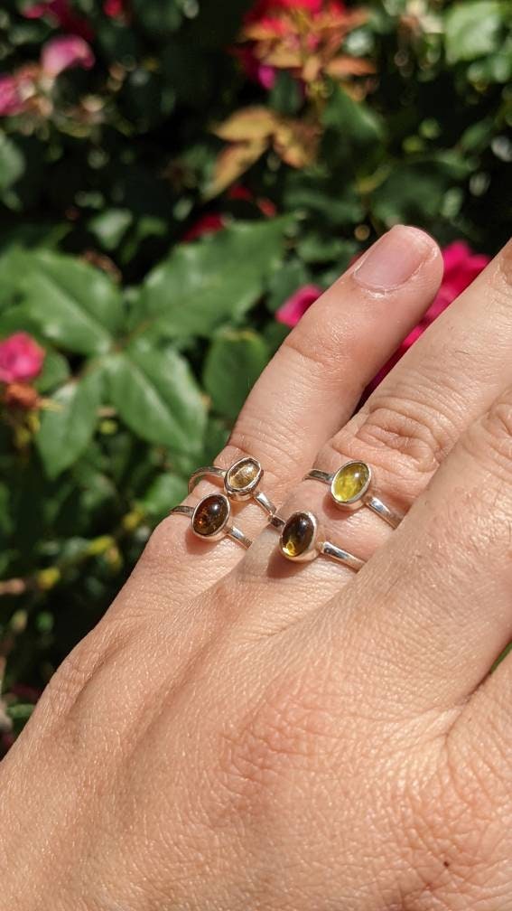 Golden Tourmaline Sterling Silver Stackable Minimalist Ring (1)
