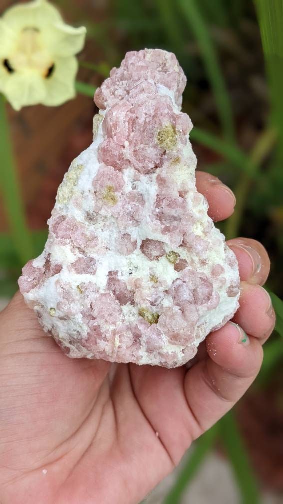Loaded Raspberry Pink Grossular Garnet Crystal Cluster